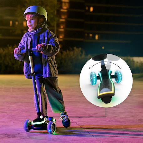 Trottinette 2 en 1 avec siège RAKET UP évolutive, pliable, guidon réglable, roues led lumineuses Beige+Black+Blue+Pink 18 - vertbaudet enfant 