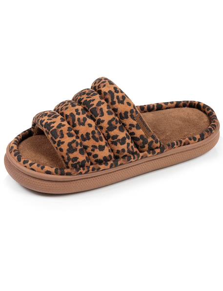 Chaussons mules ouvertes velours semelle bloup xtra confort Bleucanard+Léopard camel+Multicolor+Vertamande 12 - vertbaudet enfant 