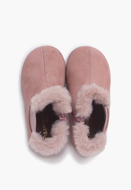Bottines chelsea pour filles avec col en fourrure Gris+Rose+Taupe 11 - vertbaudet enfant 