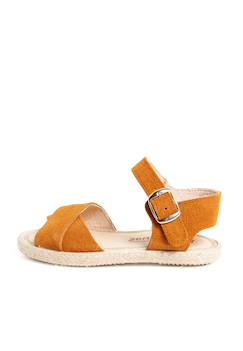 Chaussures-Sandale en suède brides croisées et semelle en jute