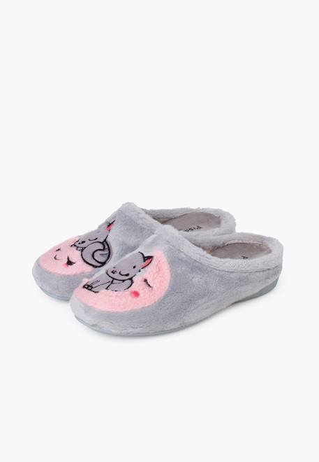 Chaussons type sabot chat et lune Gris 4 - vertbaudet enfant 