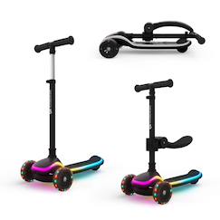 Jouet-Trottinette Kinderkraft RAKET UP 2 en 1 avec Siège Réglable, Roues RGB et LED, Guidon Ajustable et Pliage Compact