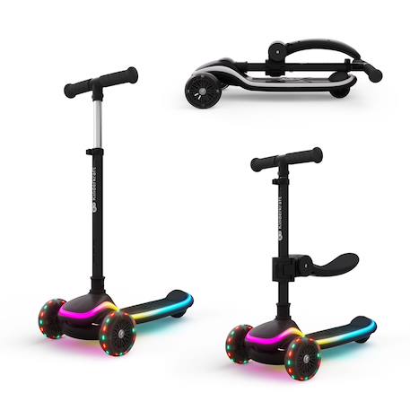 Trottinette Kinderkraft RAKET UP 2 en 1 avec Siège Réglable, Roues RGB et LED, Guidon Ajustable et Pliage Compact Beige+Black+Blue+Pink 7 - vertbaudet enfant 