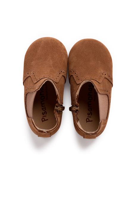 Bottines zippées et élastiques fille Caramel mou+Gris 5 - vertbaudet enfant 