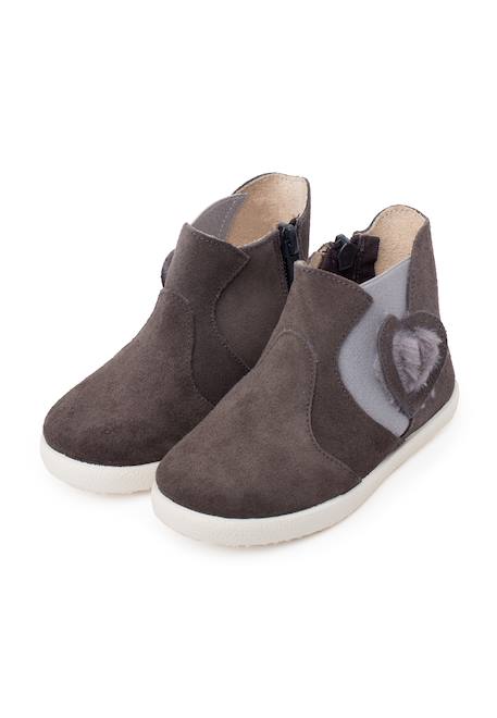 Botte élastique latérale avec coeur Gris+Rose 4 - vertbaudet enfant 