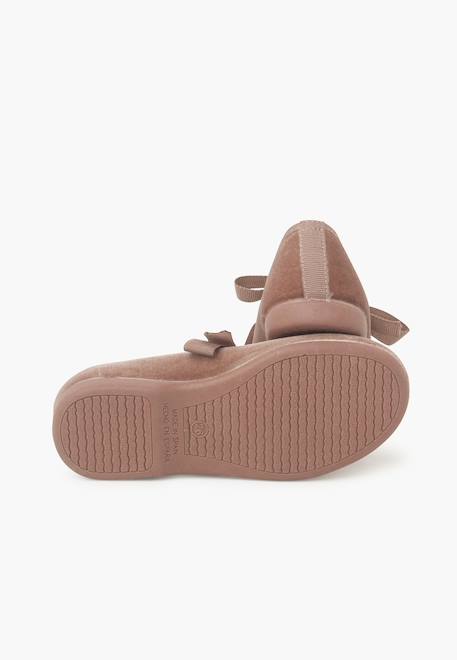 Chaussures babies velours avec nœud gros-grain filles Beige+Bleu de france+Bleu marine+Bordeaux+Gris+Noir+Rose pâle+Vert 39 - vertbaudet enfant 