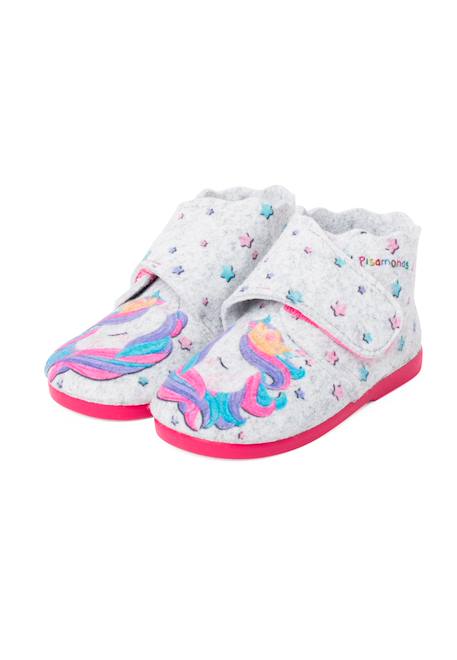 Chaussons en feutre avec fermeture adhésive Licorne multicolore+Toile d'araignée bleue 4 - vertbaudet enfant 