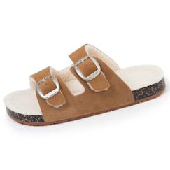 Vêtements de grossesse-Chaussons mules ouvertes ultra confortables, en cuir