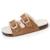 Chaussons mules ouvertes ultra confortables, en cuir Camel+Vert d'eau 1 - vertbaudet enfant 