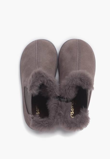 Bottines chelsea pour filles avec col en fourrure Gris+Rose+Taupe 5 - vertbaudet enfant 