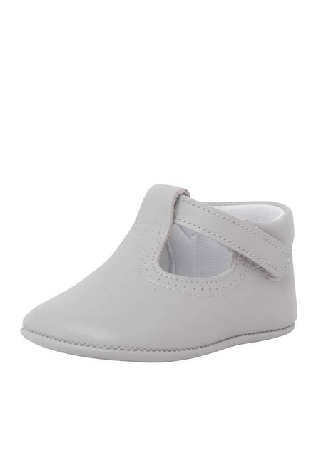 Salomés en cuir avec fermeture scratch Beige+Blanc+Bleu marine+Couleur cuir+Gris 26 - vertbaudet enfant 