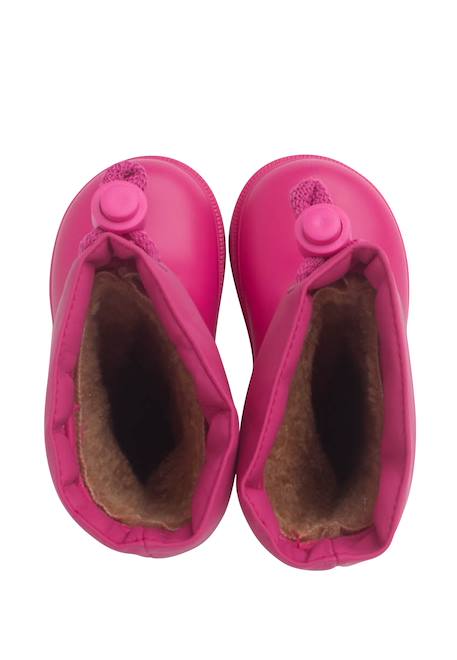 Bottes de pluie doublure intérieure en polaire fermeture ajustable Bleu marine+Fucsia 11 - vertbaudet enfant 