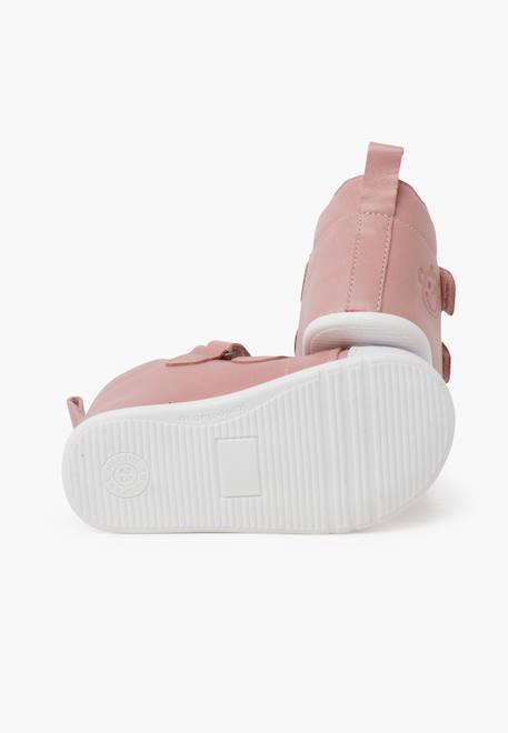 Bottine sport en cuir à bout blanc Couleur cuir+Rose 9 - vertbaudet enfant 