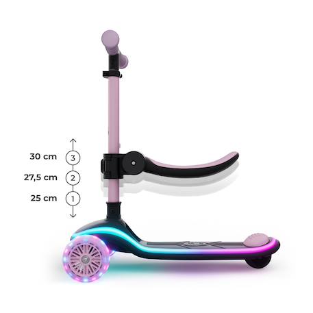 Trottinette Kinderkraft RAKET UP 2 en 1 avec Siège Réglable, Roues RGB et LED, Guidon Ajustable et Pliage Compact Beige+Black+Blue+Pink 21 - vertbaudet enfant 