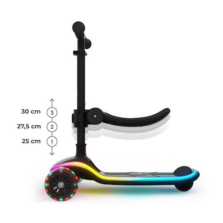 Trottinette Kinderkraft RAKET UP 2 en 1 avec Siège Réglable, Roues RGB et LED, Guidon Ajustable et Pliage Compact Beige+Black+Blue+Pink 9 - vertbaudet enfant 