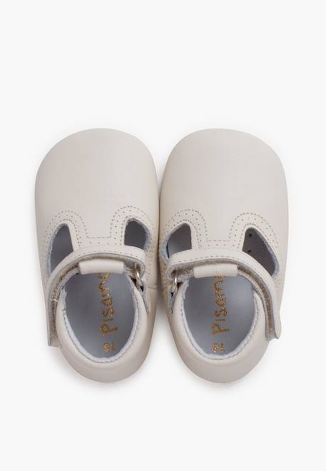 Salomés en cuir avec fermeture scratch Beige+Blanc+Bleu marine+Couleur cuir+Gris 5 - vertbaudet enfant 