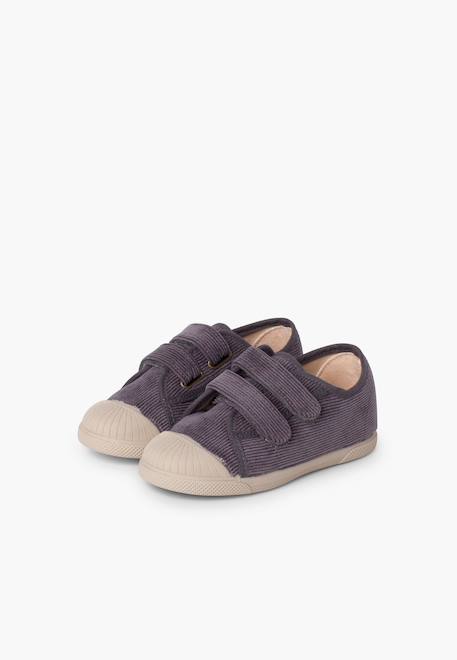 Baskets en velours côtelé avec bout en caoutchouc et double fermeture Bleu marine+Gris+Taupe 10 - vertbaudet enfant 