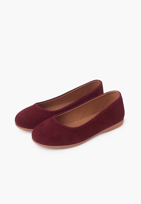 Ballerines plates en suède pour filles s Bordeaux+Gris foncé+Taupe 4 - vertbaudet enfant 