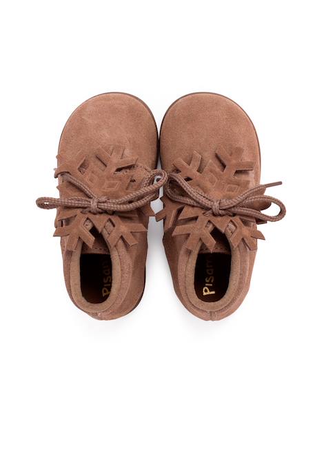 Bottines à lacets en daim avec ornement flocon de neige Gris+Rose+Taupe 17 - vertbaudet enfant 