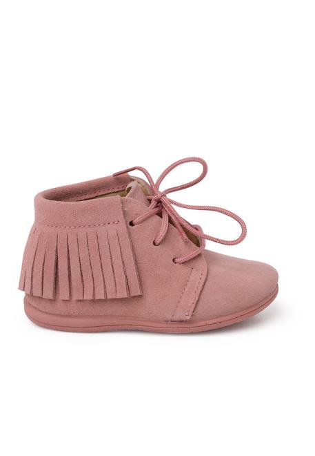 Bottes frangées à lacets premiers pas Bleu marine+Gris+Marron+Rose+Taupe 19 - vertbaudet enfant 