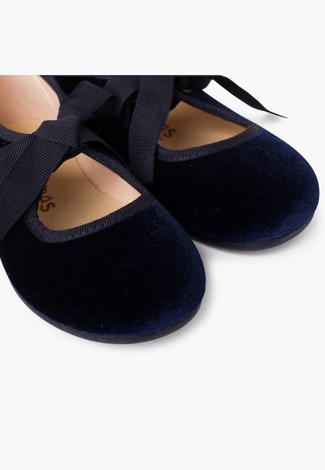 Chaussures babies velours avec nœud gros-grain filles Beige+Bleu de france+Bleu marine+Bordeaux+Gris+Noir+Rose pâle+Vert 18 - vertbaudet enfant 
