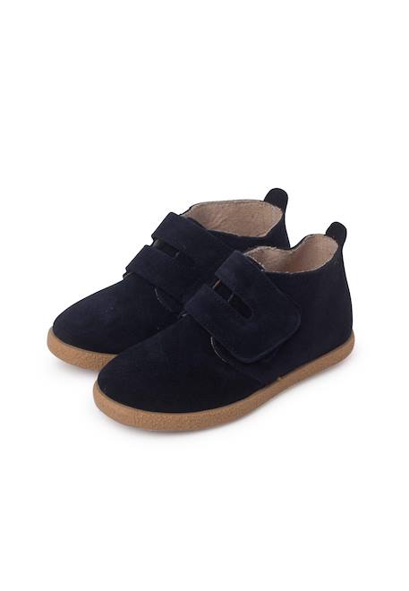 Bottes en suéde avec large bande adhésive Bleu marine+Gris+Taupe 4 - vertbaudet enfant 