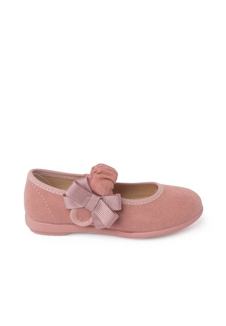 Chaussures babies bride froncée et nœud pour fille Bleu marine+Gris+Rose+Sable 13 - vertbaudet enfant 