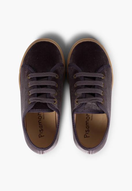 Chaussures à lacets en velours à semelle large pour enfants Gris 5 - vertbaudet enfant 