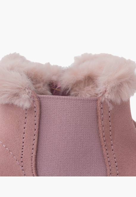 Bottines chelsea pour filles avec col en fourrure Gris+Rose+Taupe 12 - vertbaudet enfant 