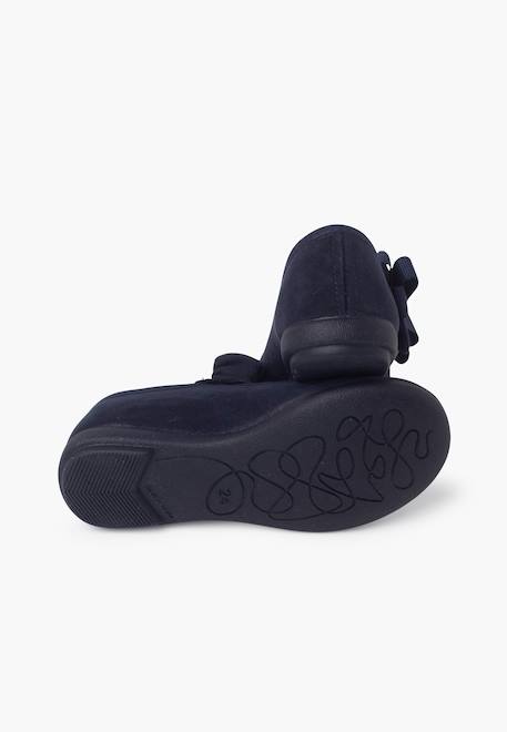 Chaussures babies bride froncée et nœud pour fille Bleu marine+Gris+Rose+Sable 3 - vertbaudet enfant 