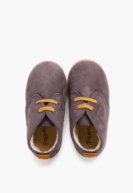 Bottines doublées en suède de mouton avec bande arrière Gris+Marron 5 - vertbaudet enfant 