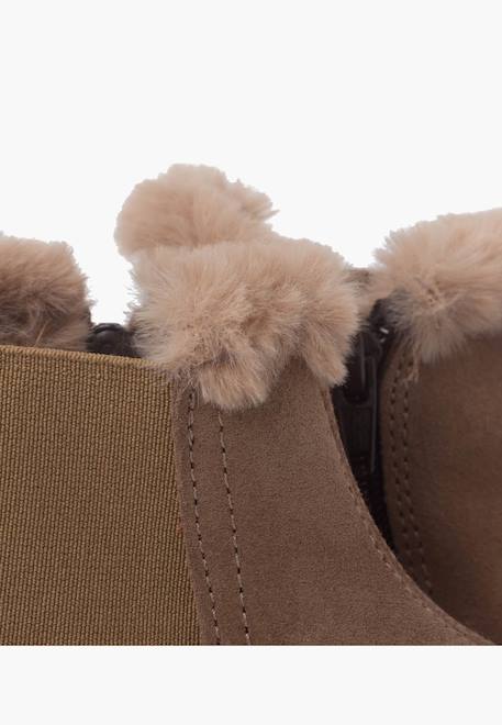 Bottines chelsea pour filles avec col en fourrure Gris+Rose+Taupe 18 - vertbaudet enfant 