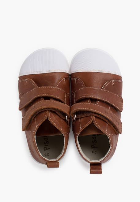 Bottine sport en cuir à bout blanc Couleur cuir+Rose 5 - vertbaudet enfant 