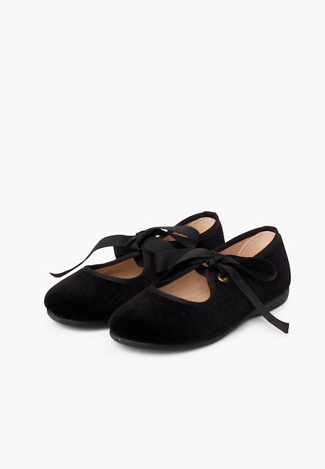 Chaussures babies velours avec nœud gros-grain filles Beige+Bleu de france+Bleu marine+Bordeaux+Gris+Noir+Rose pâle+Vert 34 - vertbaudet enfant 