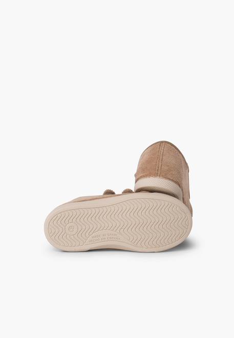 Baskets en velours côtelé avec bout en caoutchouc et double fermeture Taupe 3 - vertbaudet enfant 
