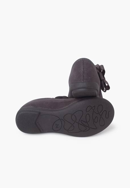 Chaussures babies bride froncée et nœud pour fille Bleu marine+Gris+Rose+Sable 9 - vertbaudet enfant 