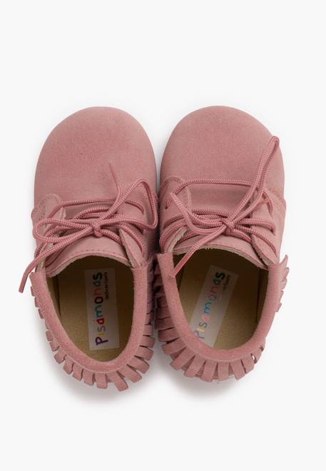 Bottes frangées à lacets premiers pas Bleu marine+Gris+Marron+Rose+Taupe 23 - vertbaudet enfant 