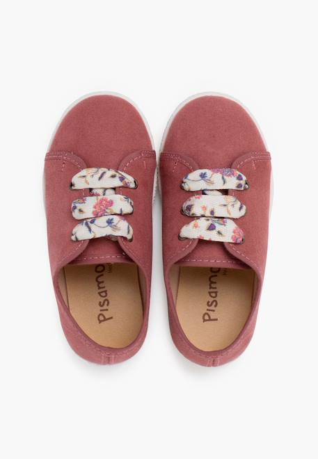 Baskets à lacets fleurs en serratex Taupe+Vieux rose 11 - vertbaudet enfant 