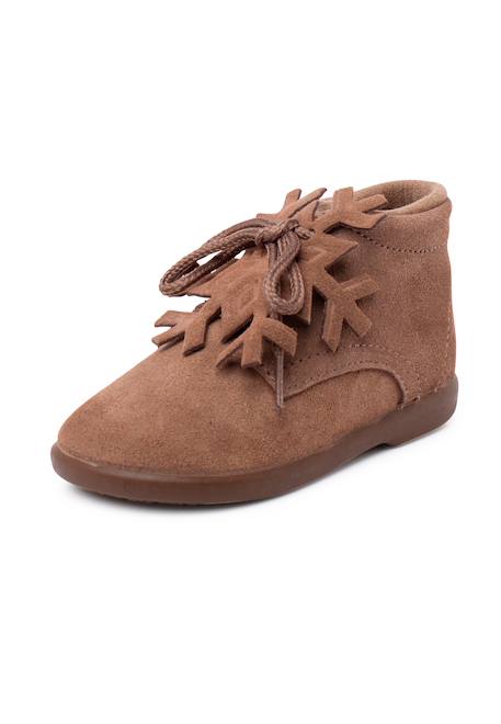 Bottines à lacets en daim avec ornement flocon de neige Gris+Rose+Taupe 14 - vertbaudet enfant 
