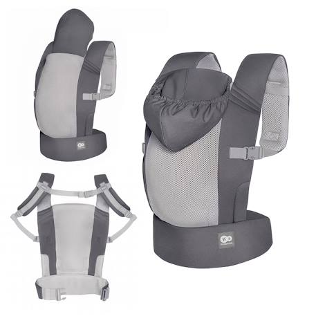 Porte-bébé CARRYBEE ergonomique 3 mois à 20 kg, léger, portage physiologique, capuche sieste, sortie gris Gris 1 - vertbaudet enfant 