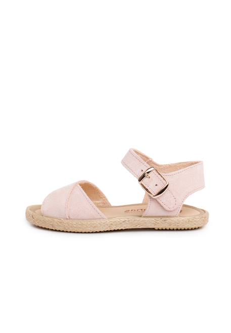 Sandale en suède brides croisées et semelle en jute Bleu+Camel+Rose 11 - vertbaudet enfant 
