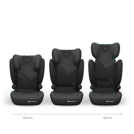 Siège Auto Kinderkraft JUNIOR FIX 2 PLUS 100-150 cm avec ISOFIX, H-GUARD, SPS, AIR FLOW et Appuie-Tête Réglable Black+Green+Grey+Pink 2 - vertbaudet enfant 