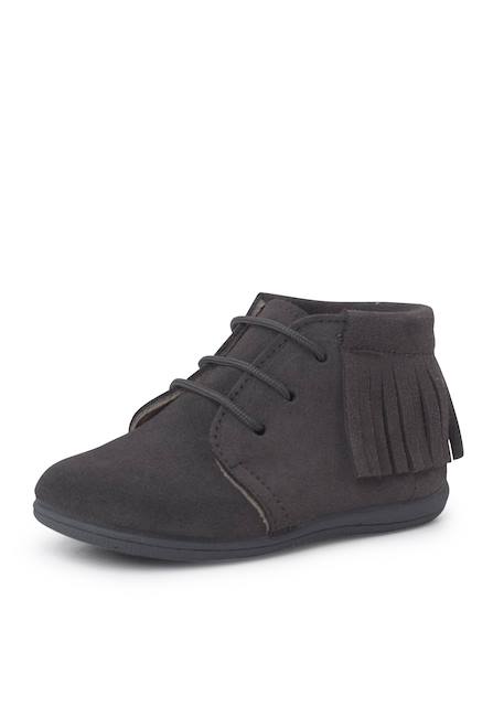 Bottes frangées à lacets premiers pas Bleu marine+Gris+Marron+Rose+Taupe 8 - vertbaudet enfant 