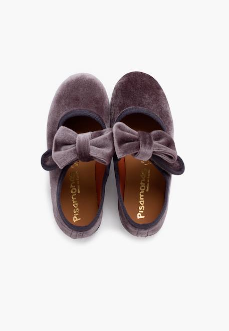 Chaussures babies en velours avec lien à nouer Gris 5 - vertbaudet enfant 