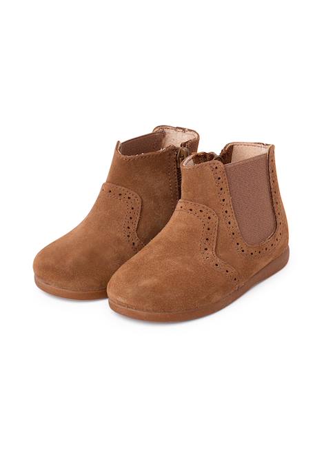 Bottines zippées et élastiques fille Caramel mou+Gris 4 - vertbaudet enfant 