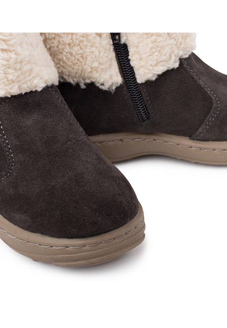 Botte de sport avec fermeture éclair et semelle en peau de mouton Bleu marine+Gris 11 - vertbaudet enfant 