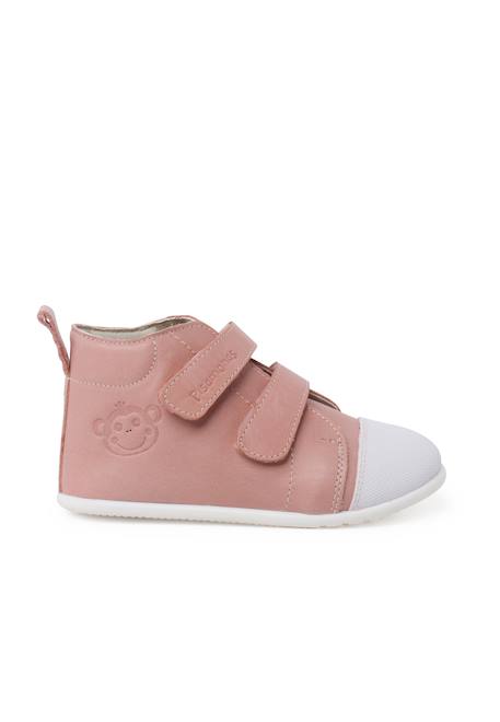 Bottine sport en cuir à bout blanc Couleur cuir+Rose 7 - vertbaudet enfant 
