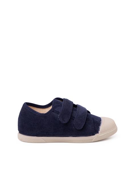 Baskets en velours côtelé avec bout en caoutchouc et double fermeture Bleu marine+Gris+Taupe 1 - vertbaudet enfant 