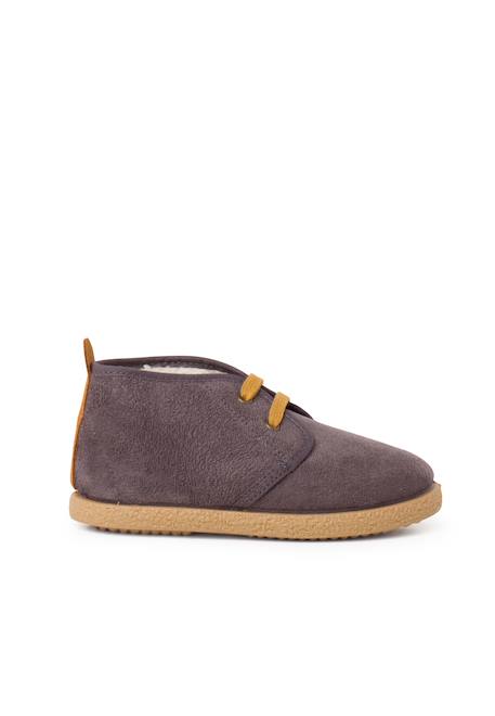 Bottines doublées en suède de mouton avec bande arrière Gris+Marron 1 - vertbaudet enfant 