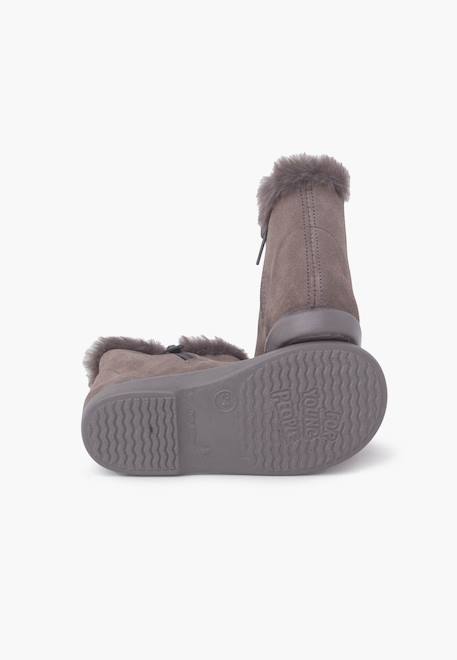 Bottines chelsea pour filles avec col en fourrure Gris+Rose+Taupe 3 - vertbaudet enfant 